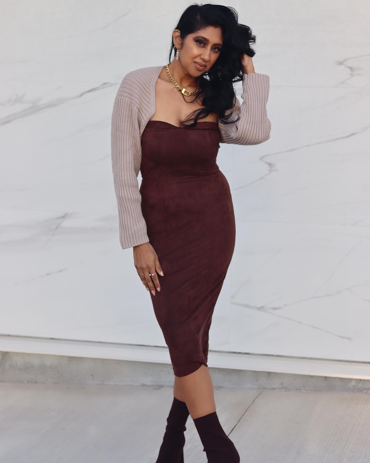 Brown Suede Dress